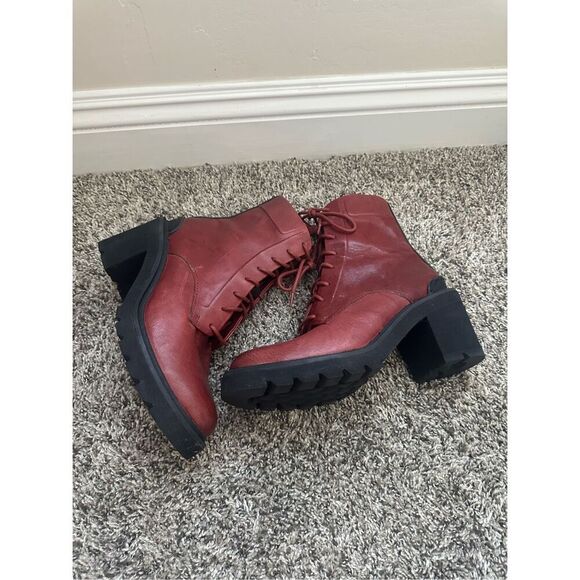 Frye Savannah Leather Classic Lace Up Streetwear Combat Heeled Boots 8.5 - Picture 6 of 12